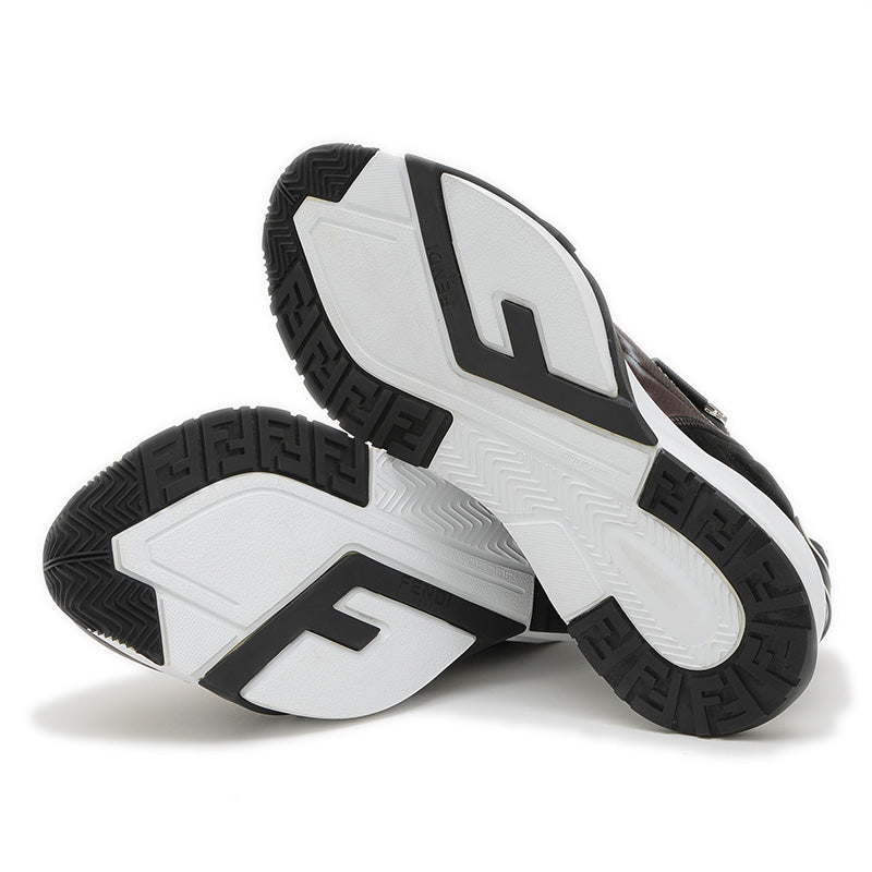 フロー スニーカー ナイロン/レザー ブラック/ブラウン メンズ 8サイズ スニーカー