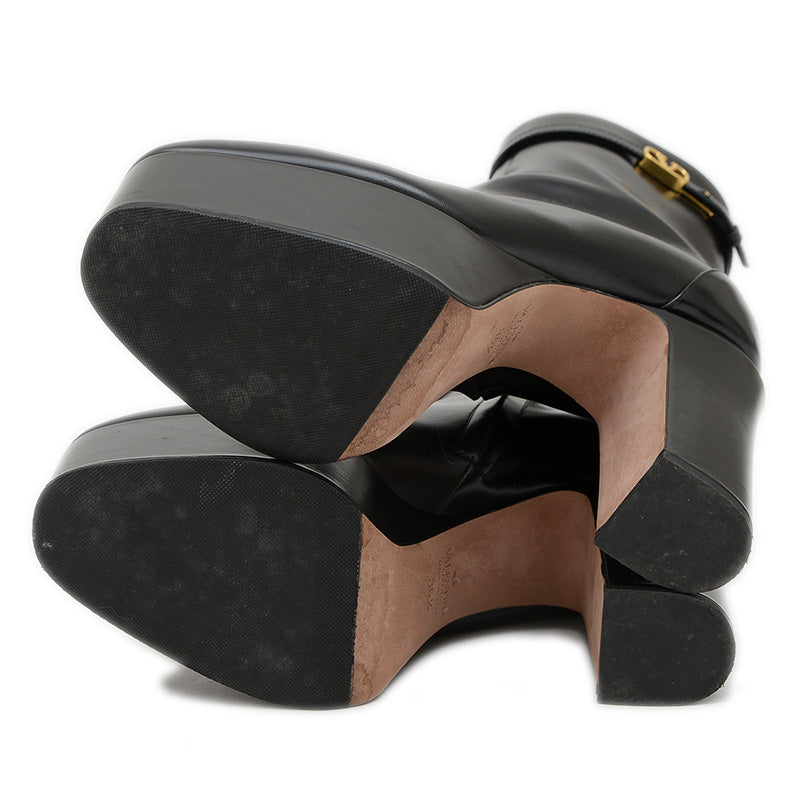 ショートブーツ レザー ブラック レディース 36.5サイズ ブーツ