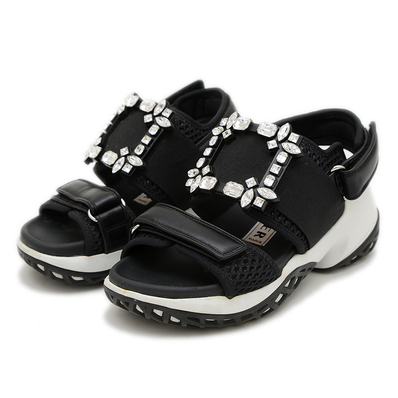 ヴィヴ ラン サンダル レザー/ナイロン ブラック レディース 36サイズ スニーカー