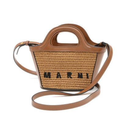 トロピカリア マイクロ 2WAYバッグ レザー/ナイロン ブラウン トートバッグ