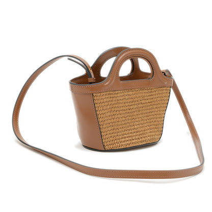 トロピカリア マイクロ 2WAYバッグ レザー/ナイロン ブラウン トートバッグ