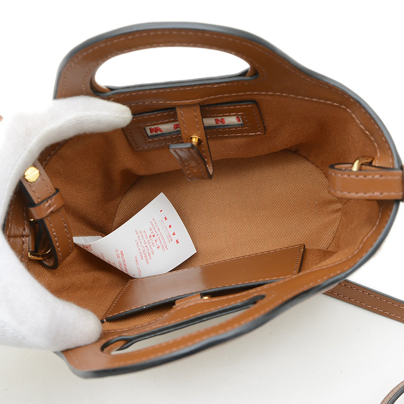 トロピカリア マイクロ 2WAYバッグ レザー/ナイロン ブラウン トートバッグ