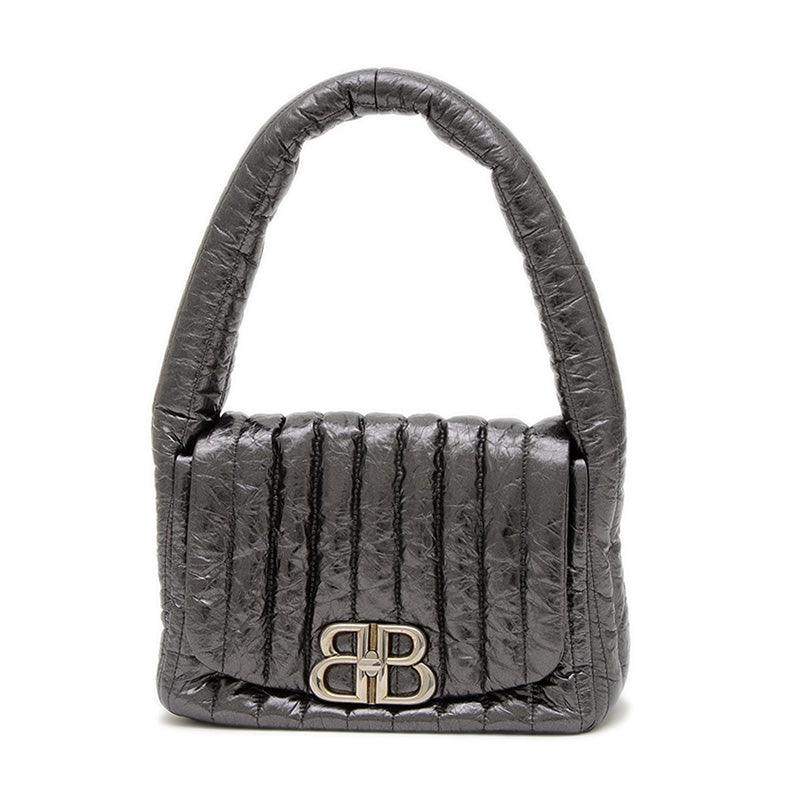 モナコ ワンショルダーバッグ レザー メタリックブラック 787896 ショルダーバッグ