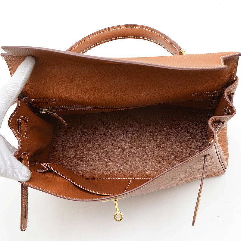 ケリー32 内縫い トゴ ゴールド ゴールド金具 □C刻印 ハンドバッグ