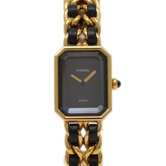 プルミエール レディース 黒文字盤 GP クォーツ Lサイズ H0001 腕時計