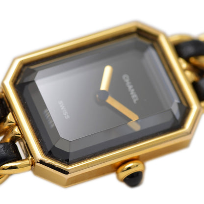 プルミエール レディース 黒文字盤 GP クォーツ Lサイズ H0001 腕時計