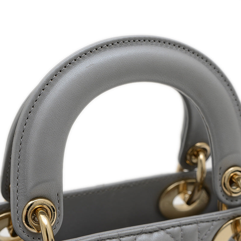 レディ ディオール ミニ チェーンショルダー バッグ ラムスキン グレー M05050ADU ハンドバッグ