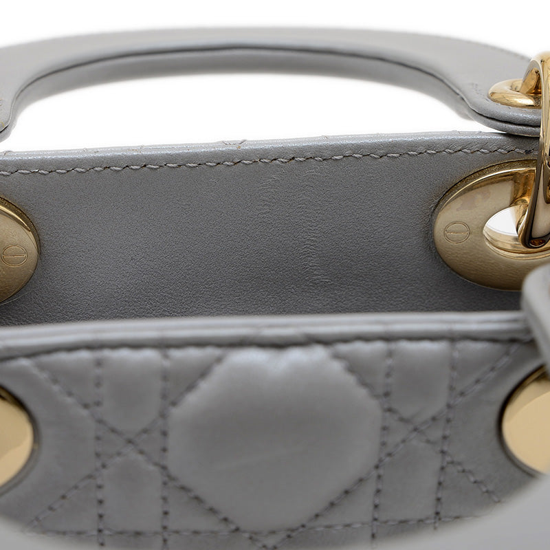 レディ ディオール ミニ チェーンショルダー バッグ ラムスキン グレー M05050ADU ハンドバッグ