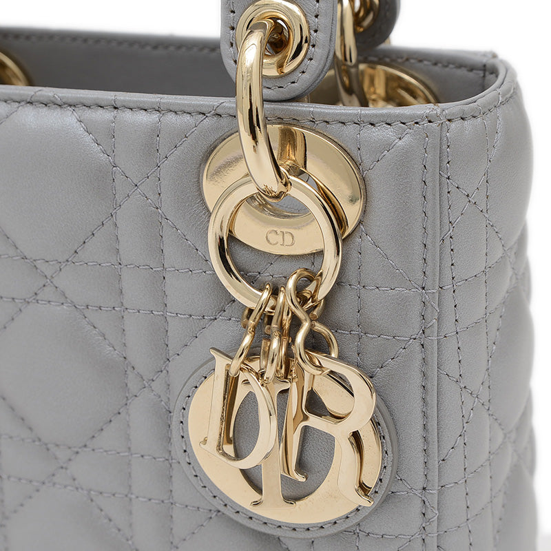 レディ ディオール ミニ チェーンショルダー バッグ ラムスキン グレー M05050ADU ハンドバッグ