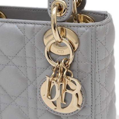 レディ ディオール ミニ チェーンショルダー バッグ ラムスキン グレー M05050ADU ハンドバッグ