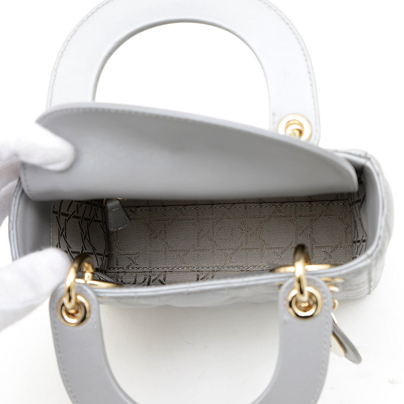 レディ ディオール ミニ チェーンショルダー バッグ ラムスキン グレー M05050ADU ハンドバッグ