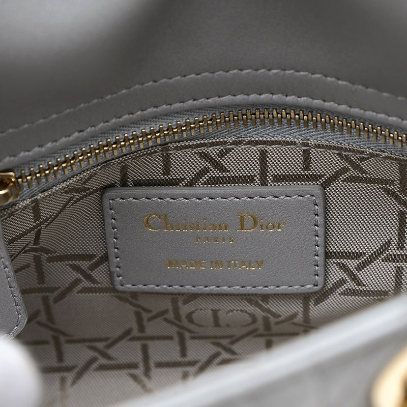 レディ ディオール ミニ チェーンショルダー バッグ ラムスキン グレー M05050ADU ハンドバッグ