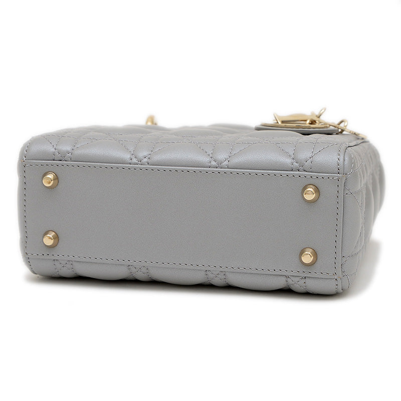 レディ ディオール ミニ チェーンショルダー バッグ ラムスキン グレー M05050ADU ハンドバッグ