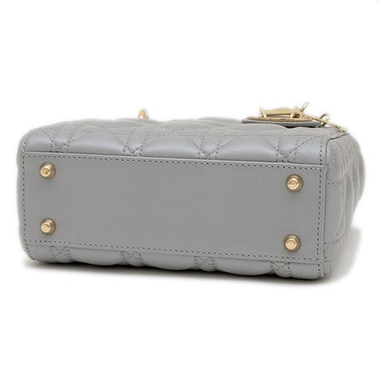 レディ ディオール ミニ チェーンショルダー バッグ ラムスキン グレー M05050ADU ハンドバッグ