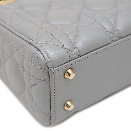 レディ ディオール ミニ チェーンショルダー バッグ ラムスキン グレー M05050ADU ハンドバッグ