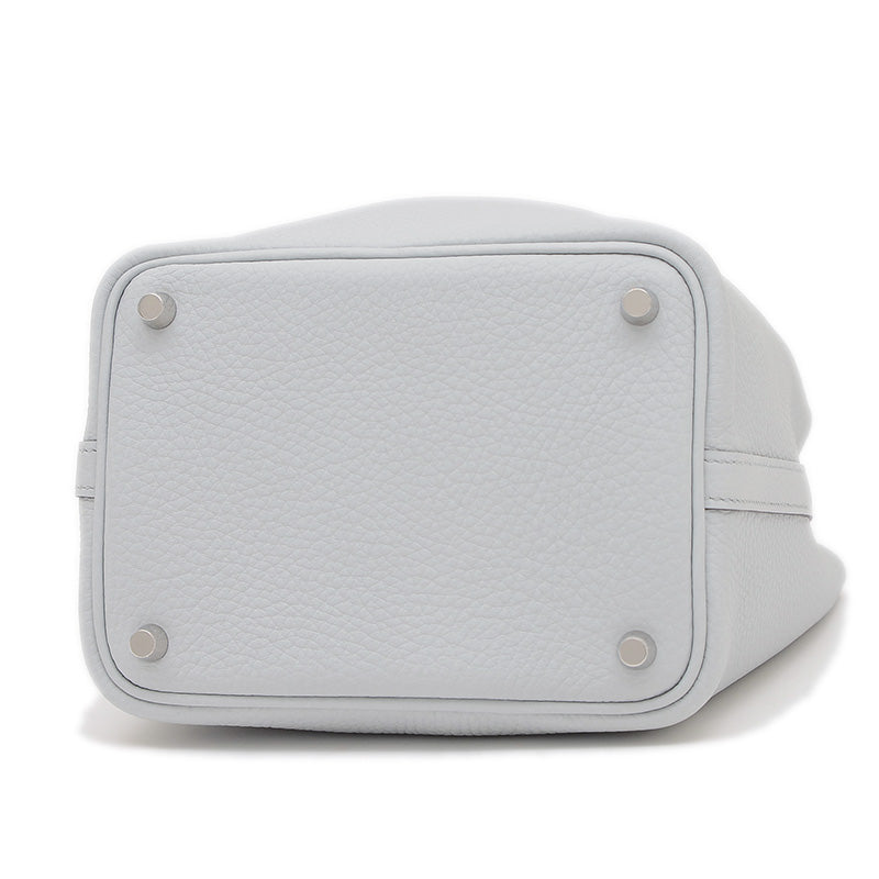 ピコタンロック PM 18 トリヨン ブルーペール シルバー金具 W刻印 ハンドバッグ