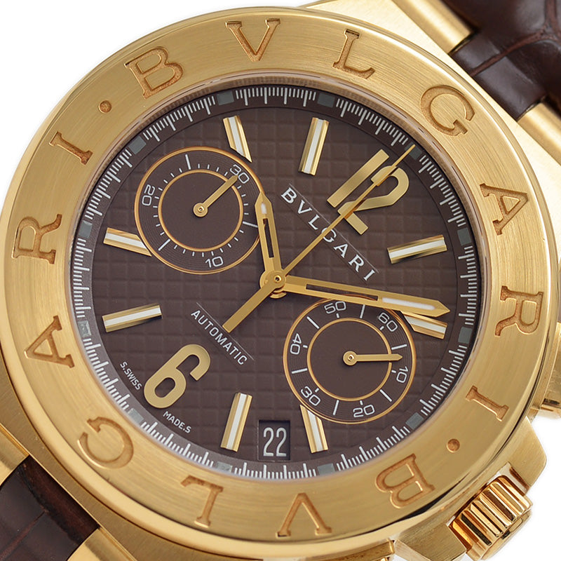 ディアゴノ クロノグラフ K18YG/クロコレザー DG40C11GLDCH オートマ 腕時計