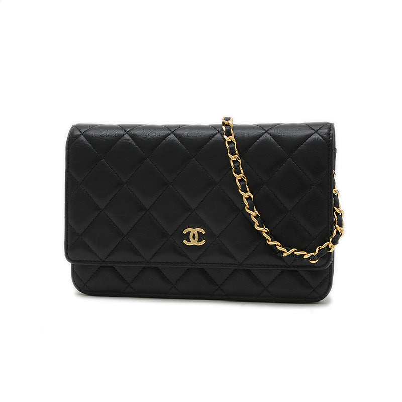 マトラッセ チェーンウォレット ラムスキン ブラック ゴールド金具 A33814 ショルダーバッグ