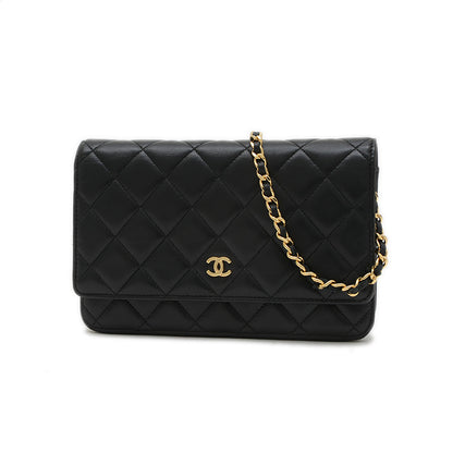 マトラッセ チェーンウォレット ラムスキン ブラック ゴールド金具 A33814 ショルダーバッグ