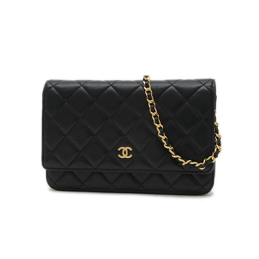 マトラッセ チェーンウォレット ラムスキン ブラック ゴールド金具 A33814 ショルダーバッグ