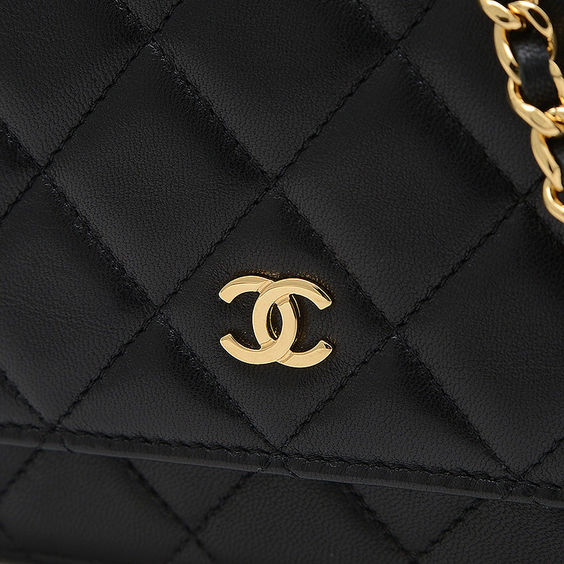 マトラッセ チェーンウォレット ラムスキン ブラック ゴールド金具 A33814 ショルダーバッグ