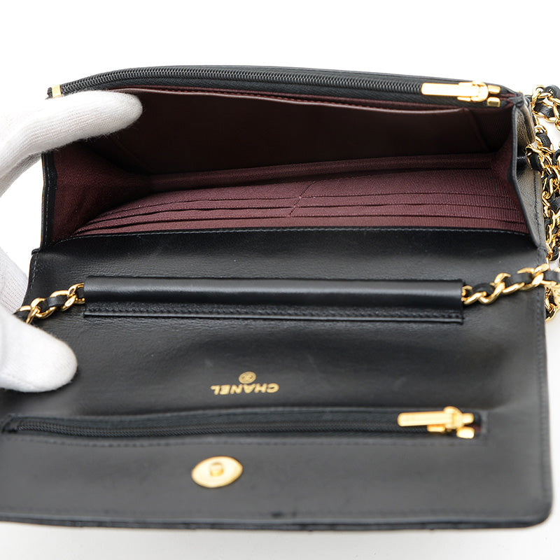 マトラッセ チェーンウォレット ラムスキン ブラック ゴールド金具 A33814 ショルダーバッグ