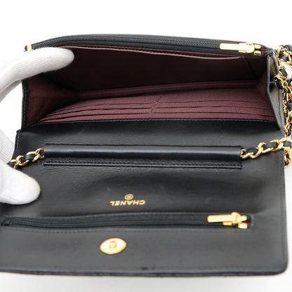 マトラッセ チェーンウォレット ラムスキン ブラック ゴールド金具 A33814 ショルダーバッグ