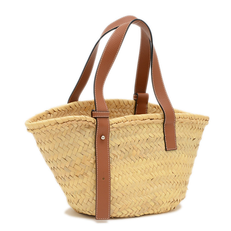 バスケット スモール かごバッグ ラフィア/レザー ナチュラル 327.02.S93 トートバッグ