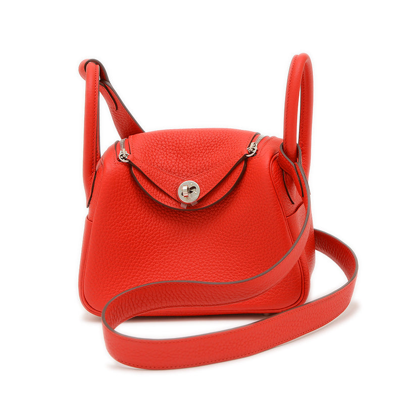 リンディ ミニ トリヨン ルージュラデュー シルバー金具 K刻印 ショルダーバッグ