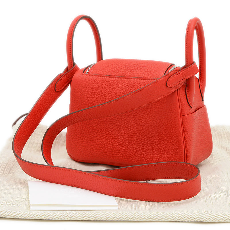 リンディ ミニ トリヨン ルージュラデュー シルバー金具 K刻印 ショルダーバッグ