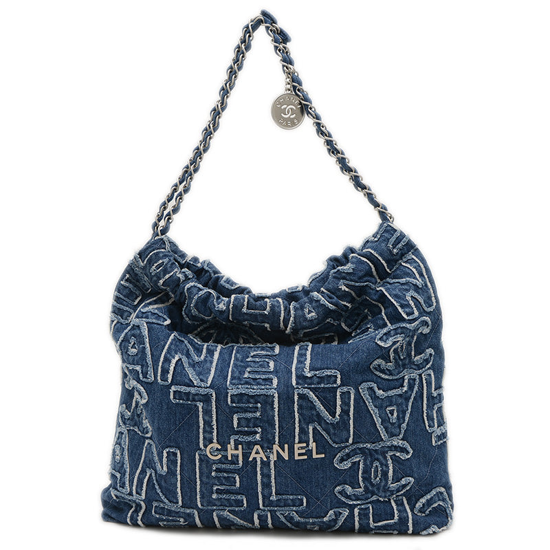 シャネル22 スモール チェーンショルダー デニム ブルー AS3260 ショルダーバッグ