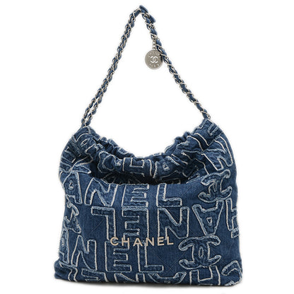 シャネル22 スモール チェーンショルダー デニム ブルー AS3260 ショルダーバッグ