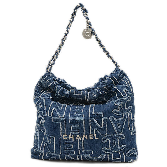 シャネル22 スモール チェーンショルダー デニム ブルー AS3260 ショルダーバッグ