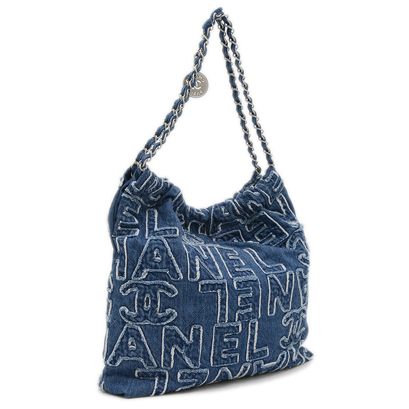 シャネル22 スモール チェーンショルダー デニム ブルー AS3260 ショルダーバッグ