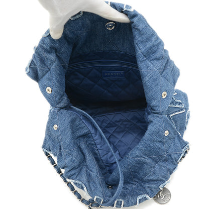 シャネル22 スモール チェーンショルダー デニム ブルー AS3260 ショルダーバッグ