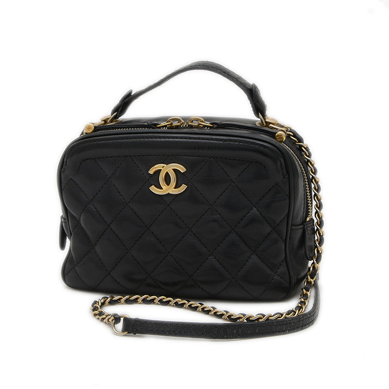 マトラッセ チェーンショルダーバッグ ブラック ラムスキン ゴールド金具 AS3221 ハンドバッグ