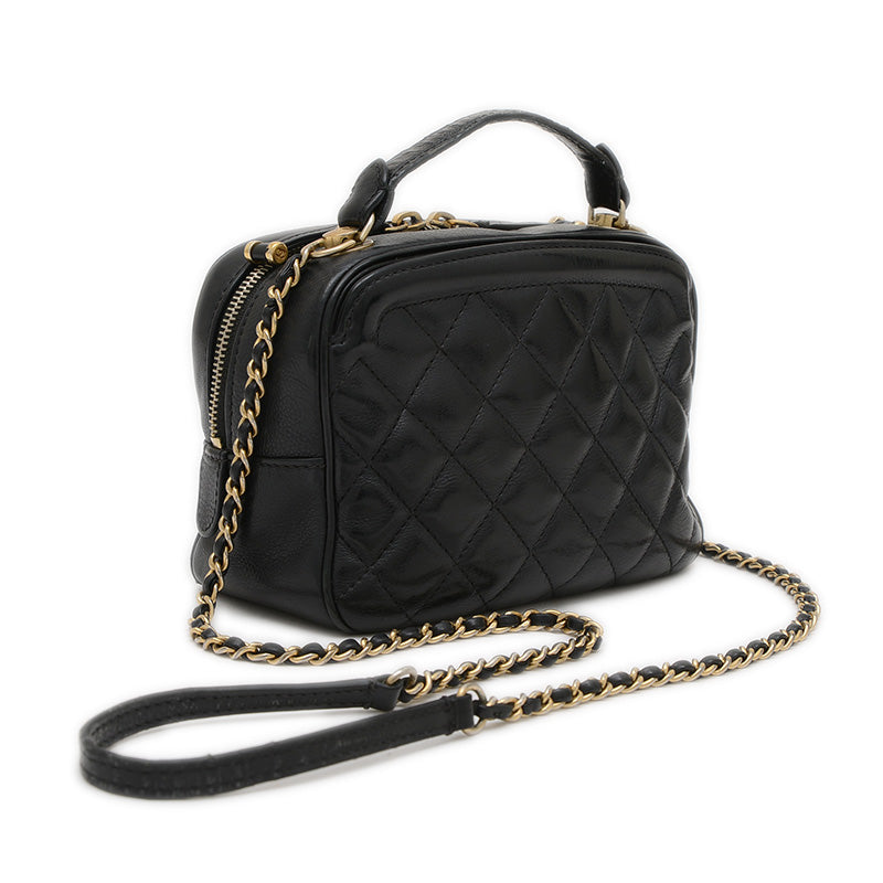 マトラッセ チェーンショルダーバッグ ブラック ラムスキン ゴールド金具 AS3221 ハンドバッグ