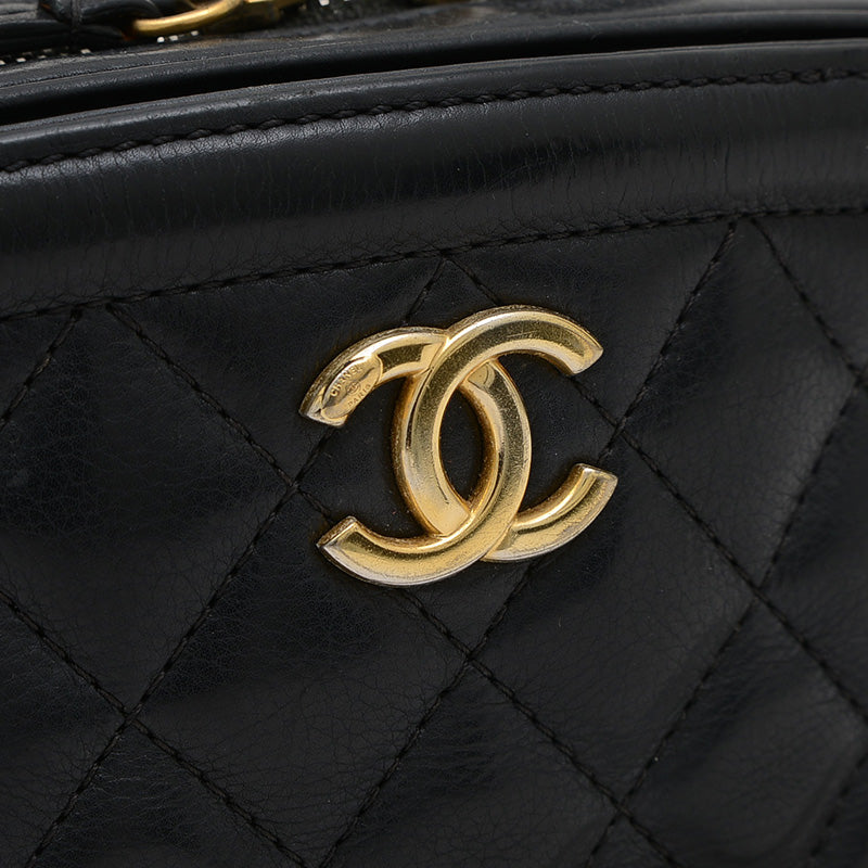 マトラッセ チェーンショルダーバッグ ブラック ラムスキン ゴールド金具 AS3221 ハンドバッグ