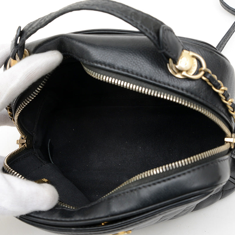 マトラッセ チェーンショルダーバッグ ブラック ラムスキン ゴールド金具 AS3221 ハンドバッグ