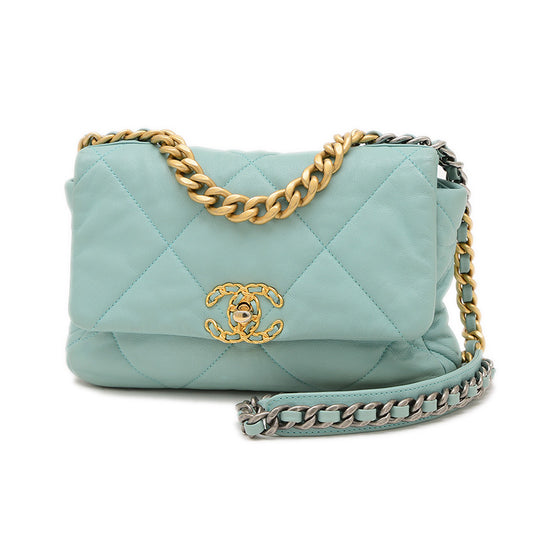 シャネル19 ディズヌフ ラムスキン チェーンショルダーバッグ ブルー AS1160 ショルダーバッグ