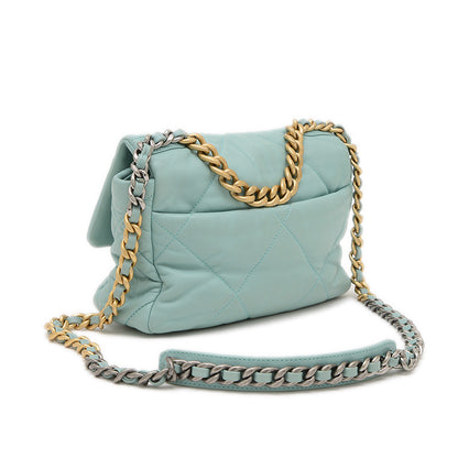 シャネル19 ディズヌフ ラムスキン チェーンショルダーバッグ ブルー AS1160 ショルダーバッグ