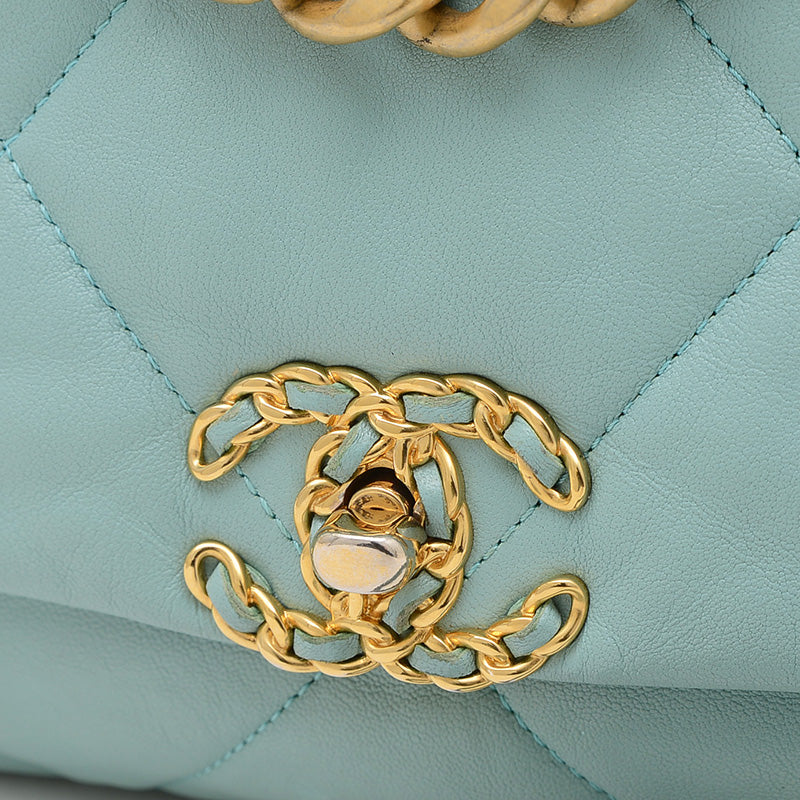 シャネル19 ディズヌフ ラムスキン チェーンショルダーバッグ ブルー AS1160 ショルダーバッグ