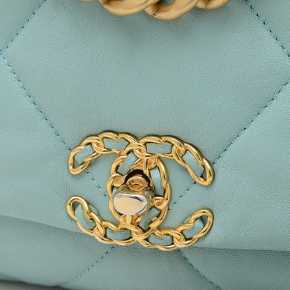 シャネル19 ディズヌフ ラムスキン チェーンショルダーバッグ ブルー AS1160 ショルダーバッグ