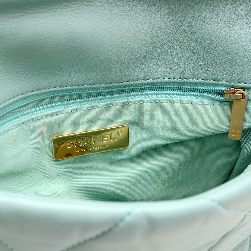 シャネル19 ディズヌフ ラムスキン チェーンショルダーバッグ ブルー AS1160 ショルダーバッグ