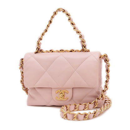 マトラッセ チェーンショルダーバッグ ピンク ラムスキン ゴールド金具 ショルダーバッグ