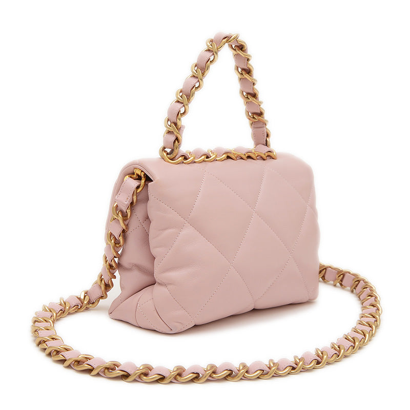 マトラッセ チェーンショルダーバッグ ピンク ラムスキン ゴールド金具 ショルダーバッグ