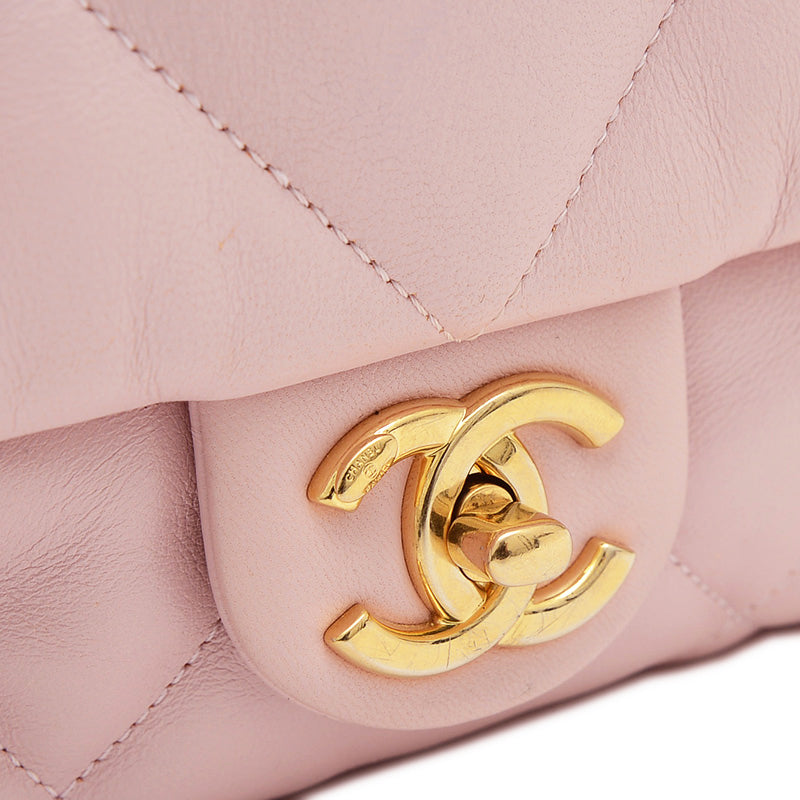 マトラッセ チェーンショルダーバッグ ピンク ラムスキン ゴールド金具 ショルダーバッグ