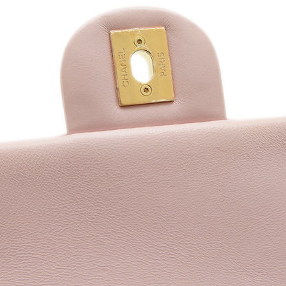 マトラッセ チェーンショルダーバッグ ピンク ラムスキン ゴールド金具 ショルダーバッグ