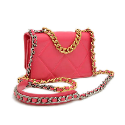 シャネル19 チェーンウォレット ラムスキン ピンク ゴールド/シルバー金具 AP0957 ショルダーバッグ