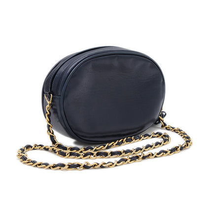 ココマーク フリンジ チェーンショルダーバッグ ネイビー ラムスキン ゴールド金具 ショルダーバッグ